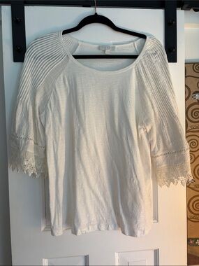 White Lace-Trim Women's Top